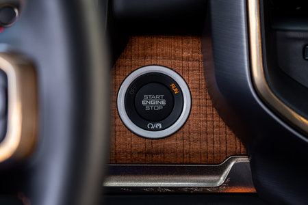 Car engine push start stop button ignition remote starter.