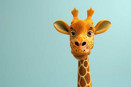 Cartoon giraffe with long neck and spotted fur on a monochrome background in 3D style, genetated by aiの素材