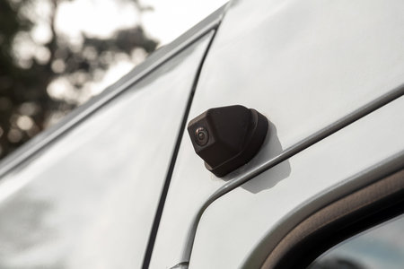 Novosibirsk, Russia - July 10, 2024: Renault Master, Blind spot camera, safety camera on car