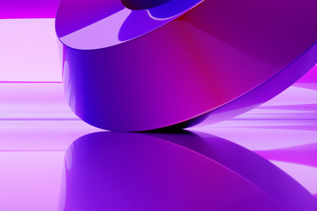 Abstract 3d design against colored background. Smooth shape 3d rendering under neon color