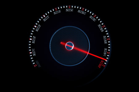 3D illustration close up black speedometer with cutoffs 2025,2024. The concept of the new year and...