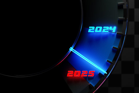 2025 new year card with 3d realistic year number on colorful background. 3D illustration. Volumetric...
