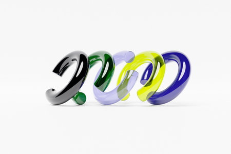 Futuristic neon colorful torus donut. 3D rendering, torus geometry shape in white background