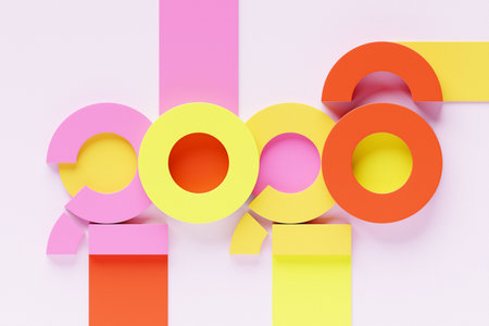 Calendar header number 2026 on white background. Happy new year 2026 colorful background.の写真素材