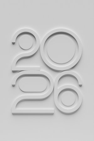 2026 with 3d numbers for flyers, posters, signs for business design, brochures, cards, banners, postcards. 3D illustrationの写真素材