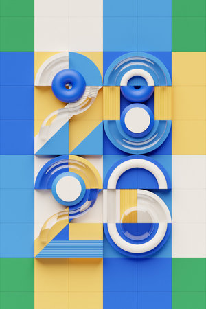 3D illustration featuring a background template. The design showcases a festive, volumetric 3D...