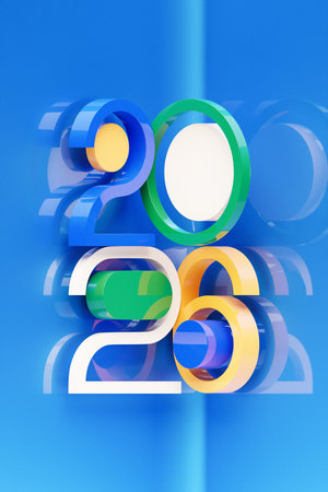 2026 with 3d numbers with New Year celebration balls for flyers, posters, signs for business design,...