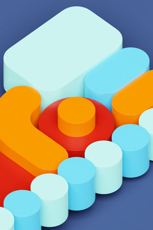 A stylized 3D shapes against a monochrome background, illustrating a digital abstract formの写真素材