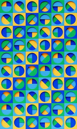 3d illustration colorful pattern in geometric ornamental style. Abstract geometric background,...