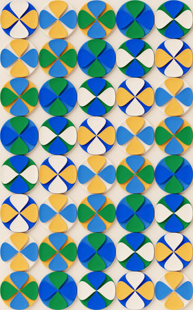 Abstract poster design with colorful geometric shapes. 3D pattern of lines. 3D illustration,...