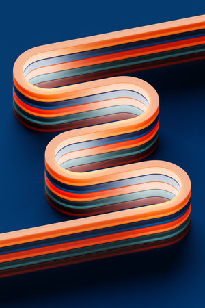 Abstract colorful crossing lines pattern. Light background of geometric shapes.の写真素材