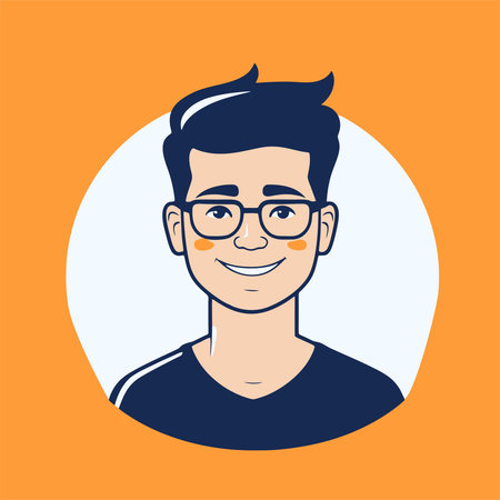 Handsome young man with glasses. Vector illustration in flat styleのイラスト素材