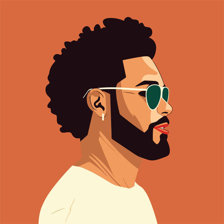 Portrait of a man with a beard and sunglasses. Vector illustration