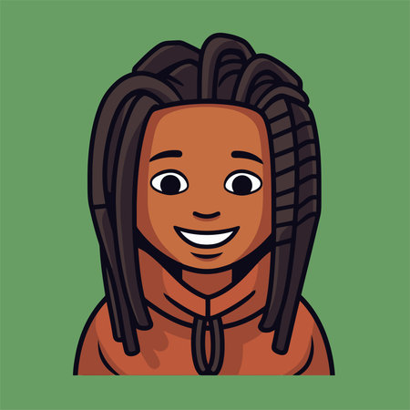 Vector illustration of a cute african american girl with dreadlocks.