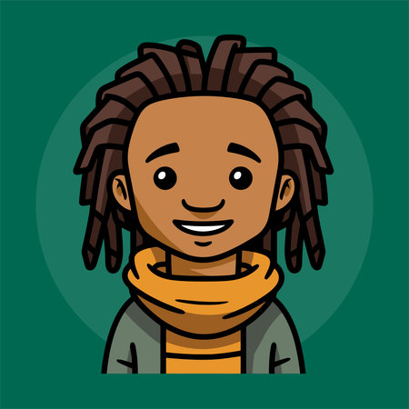 African american man with scarf and mittens. Vector illustration.のイラスト素材