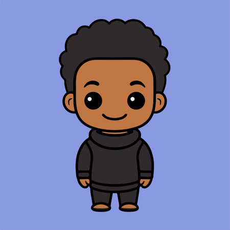 cute little african american boy cartoon character vector illustration designのイラスト素材