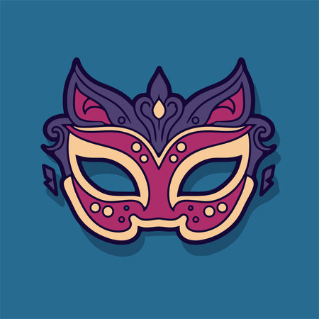 Mardi Gras mask icon. Vector illustration on blue background.のイラスト素材