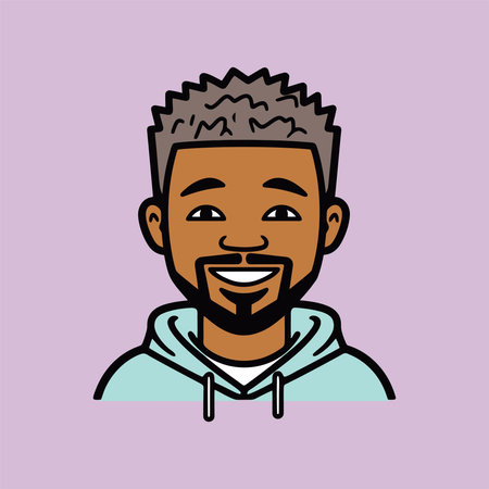 Portrait of a happy young man with a beard. Vector illustration