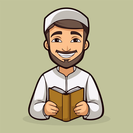 muslim man reading book design, vector illustration eps10 graphicのイラスト素材