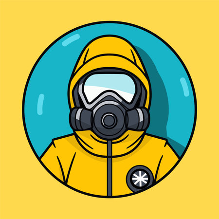 Astronaut in helmet and gas mask. Vector illustration in flat styleのイラスト素材
