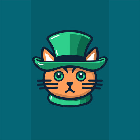 Cute cat in leprechaun hat. Vector illustration.のイラスト素材