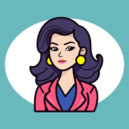 Beautiful woman in a pink jacket. Vector illustration in a flat styleのイラスト素材