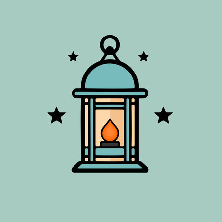 Lantern icon. Vector illustration in flat style. Isolated on green background.のイラスト素材