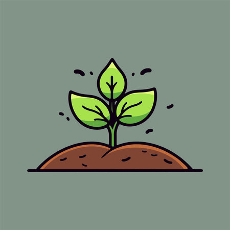 Plant icon. Vector illustration of a sprout in the ground.のイラスト素材