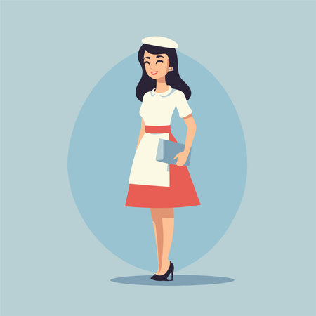 Nurse in uniform. Vector illustration in cartoon style. Woman in uniform.のイラスト素材