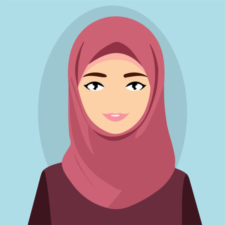 Muslim woman wearing hijab. Vector illustration in cartoon style. Flat design.のイラスト素材