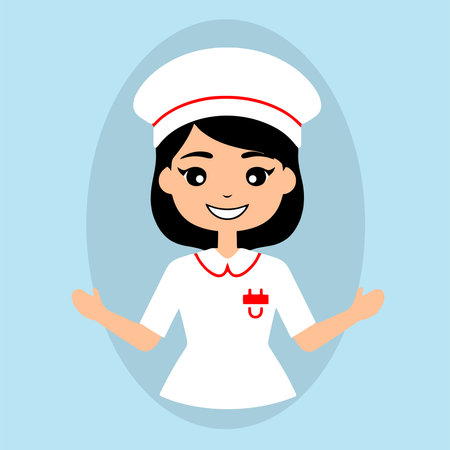 Nurse cartoon character. Vector illustration of a woman in a medical uniform.のイラスト素材