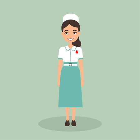 Nurse in uniform. Vector illustration in flat style. Cartoon character.のイラスト素材