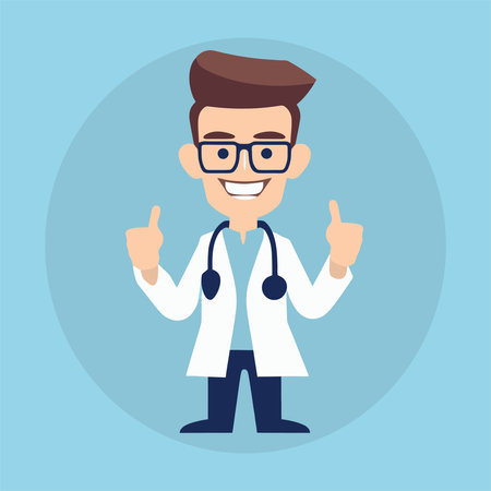 Doctor with stethoscope on his neck and glasses. Vector illustrationのイラスト素材