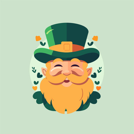 Leprechaun face. St. Patrick's Day. Vector illustrationのイラスト素材