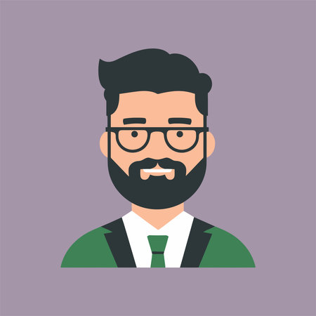 Businessman with glasses and beard. Flat design. Vector illustration.のイラスト素材