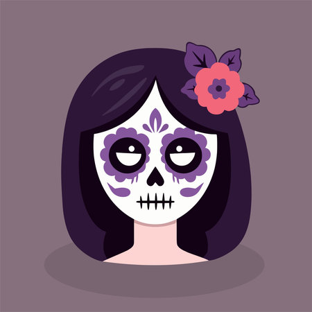 Day of the Dead. Cute girl with sugar skull makeup. Vector illustrationのイラスト素材