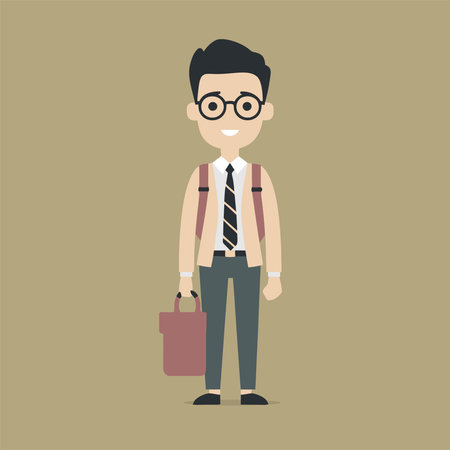 Businessman with briefcase. Vector illustration in a flat style.のイラスト素材