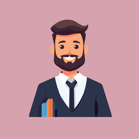 Businessman in a business suit. Vector illustration in a flat styleのイラスト素材