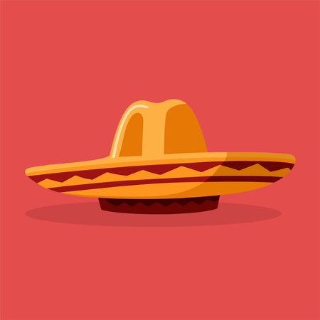 Illustration for Mexican sombrero hat. Vector illustration in flat style. - Royalty Free Image