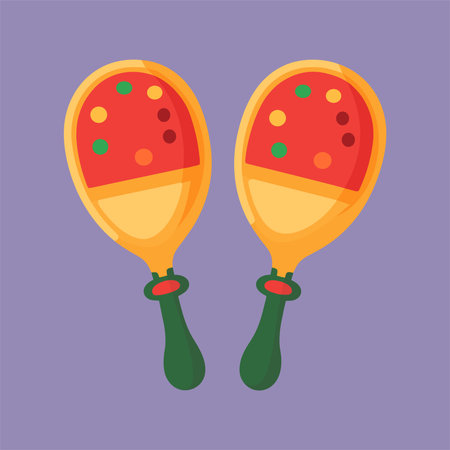 Maracas. Vector illustration in flat style on a purple background.のイラスト素材