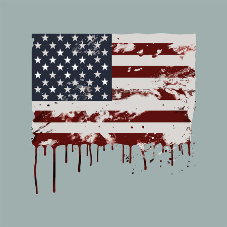 American flag painted with paint splashes. Grunge illustration.のイラスト素材