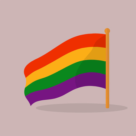 Rainbow flag icon in flat style. Vector illustration for design.のイラスト素材