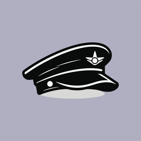 Pilot cap. Vector illustration. Isolated on gray background.のイラスト素材