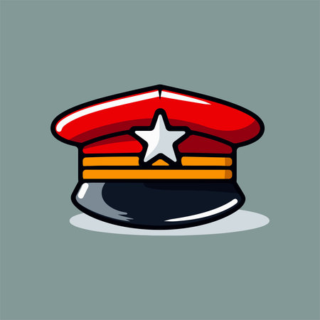 Illustration of a police cap with a star on the top.のイラスト素材