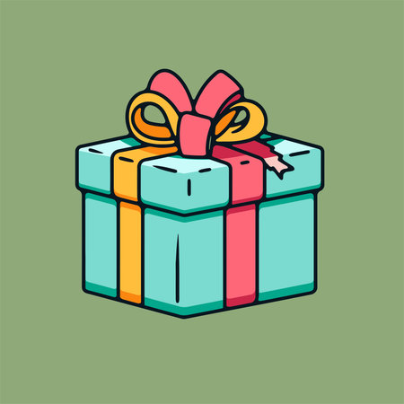 Gift box icon. Vector illustration of a gift box with a bow.のイラスト素材