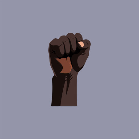 Black african american fist isolated on white background. Vector illustration.のイラスト素材