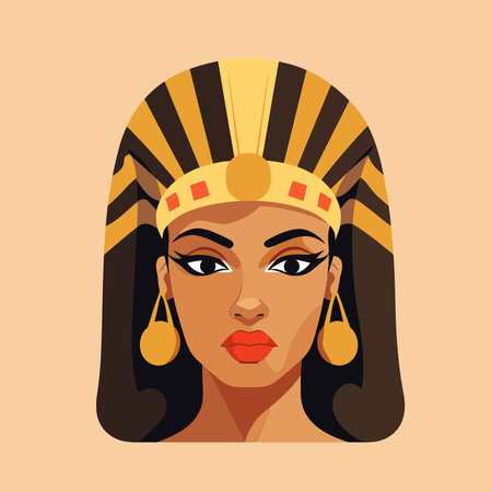 Egyptian woman with egyptian hat. Vector illustration in flat styleのイラスト素材