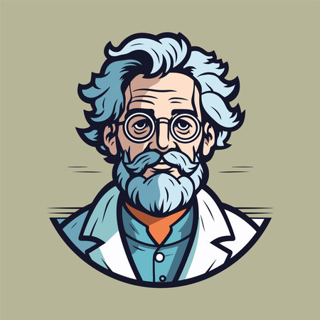 Vector illustration of a scientist with a beard in a lab coat.のイラスト素材