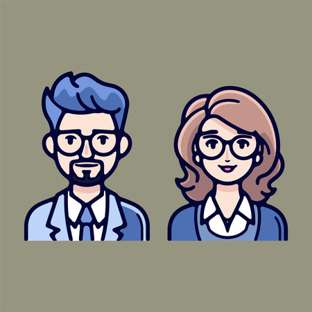 Vector illustration of a man and woman in glasses. Business people.のイラスト素材