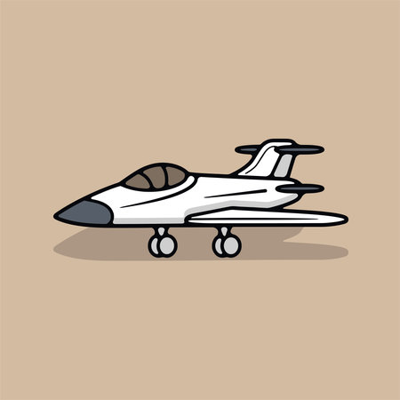 Fighter jet fighter aircraft icon, vector illustration in cartoon style.のイラスト素材